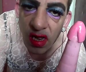 crossdressing bisexual mark wright inserts a homemade cock in his arss wishing it was a real cock creaming inside him as he shoots his own cumshot on the floor