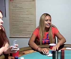 Coed amateurs analplay on poker table