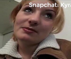 Chubby mature blonde female gives interview and undresses