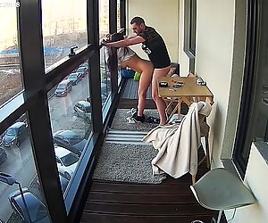 Busty Teen in Hot Smoking Action on the Balcony